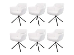 Silla de comedor MCW-K33 (juego de 6), bouclé-blanco