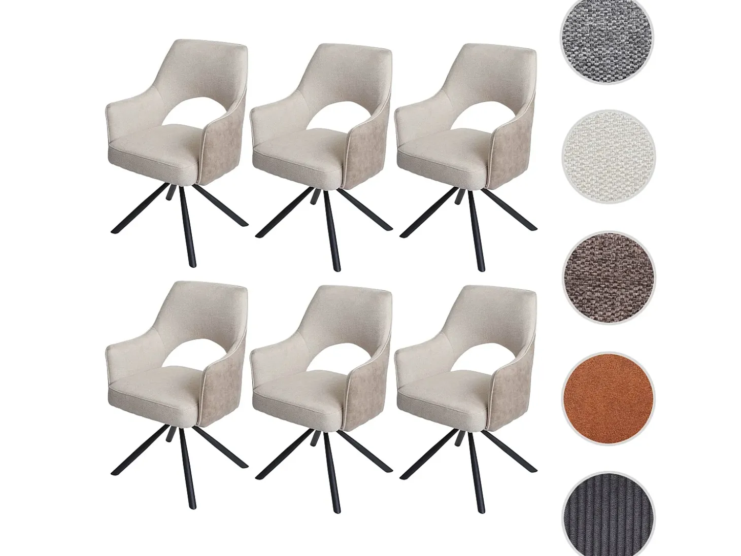 Silla de comedor MCW-K30 (juego de 6), crema