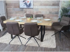 Silla de comedor MCW-K32 (juego de 6), marrón-marrón oscuro