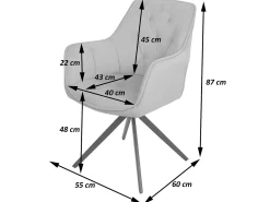 Silla de comedor MCW-L80 (juego de 6), antracita