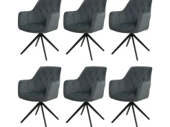 Silla de comedor MCW-L80 (juego de 6), antracita