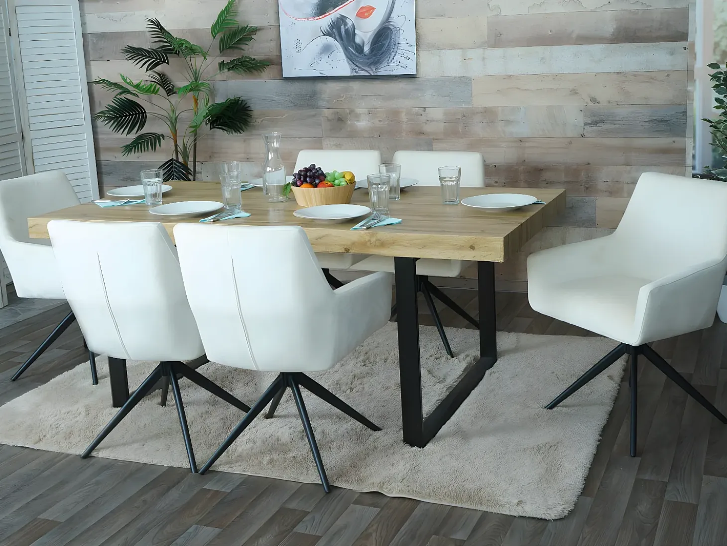 Silla de comedor MCW-L91 (juego de 6), crema-beige