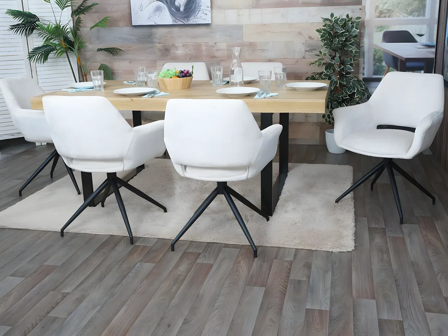 Silla de comedor MCW-M53, crema-blanco