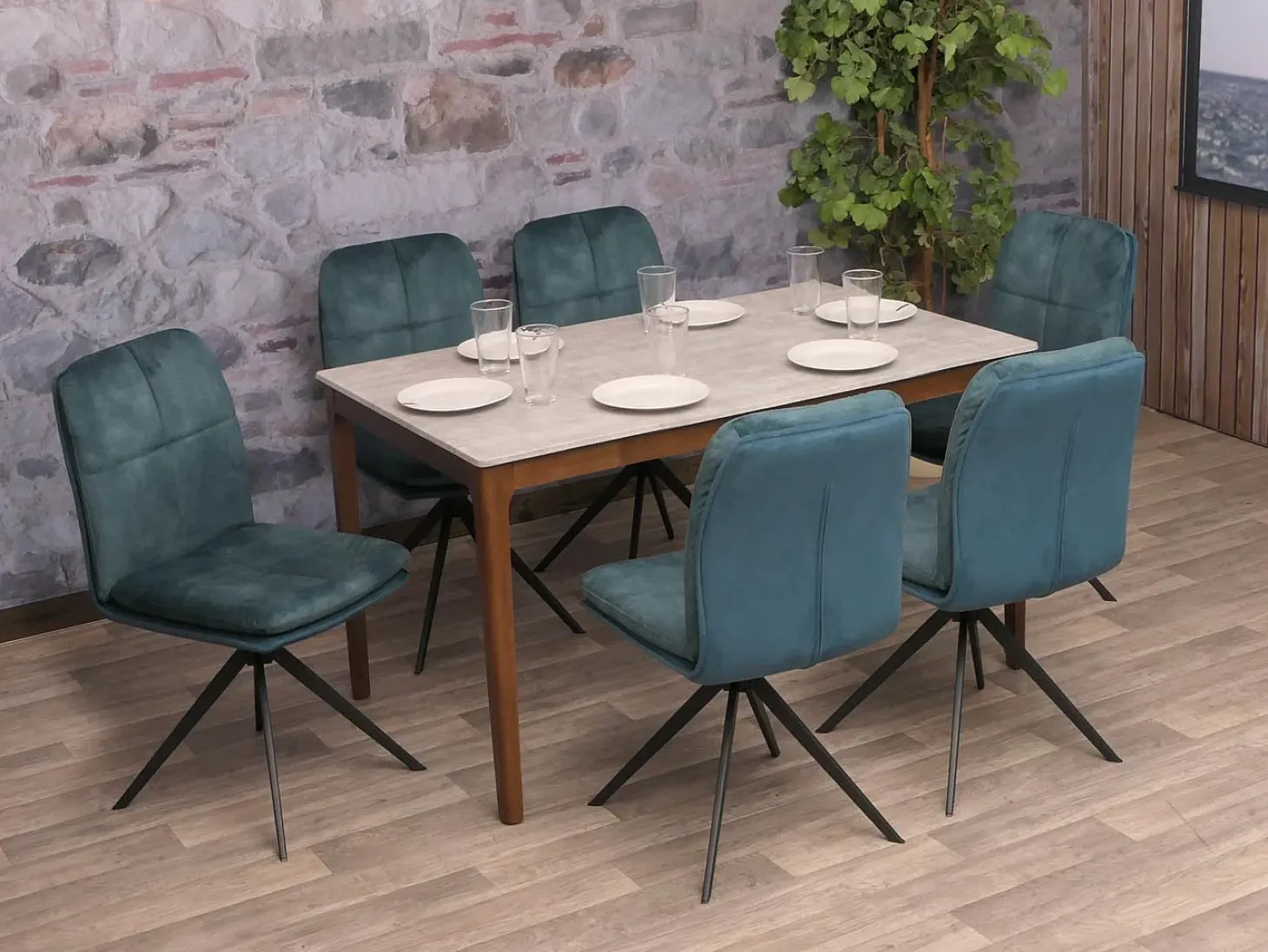 Silla de comedor MCW-M68 (juego de 6), azul