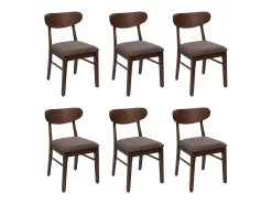 Silla de comedor MCW-M59 (juego de 6), estructura oscura, topo