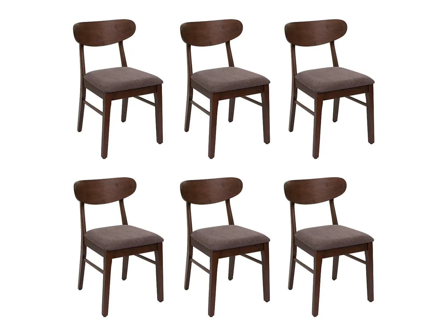 Silla de comedor MCW-M59 (juego de 6), estructura oscura, topo