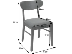 Silla de comedor MCW-M59 (juego de 6), estructura oscura, topo