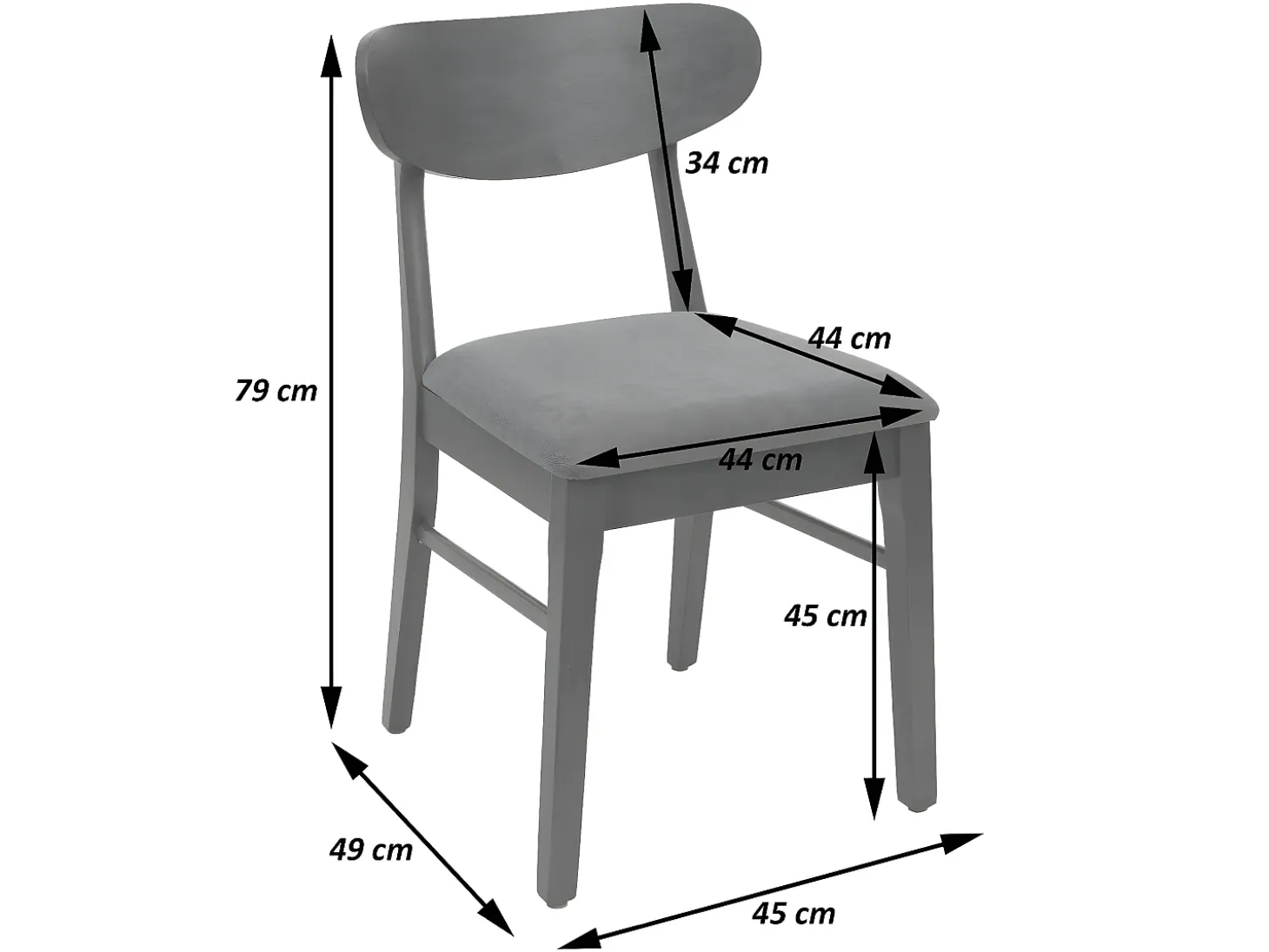 Silla de comedor MCW-M59 (juego de 6), estructura oscura, topo