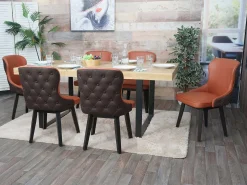 Silla de comedor MCW-M60 (juego de 6), terracota-marrón