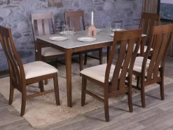 Silla de comedor MCW-M58 (set de 2), estructura oscura, crema