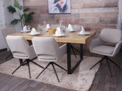 Silla de comedor MCW-N74 (juego de 6), beige