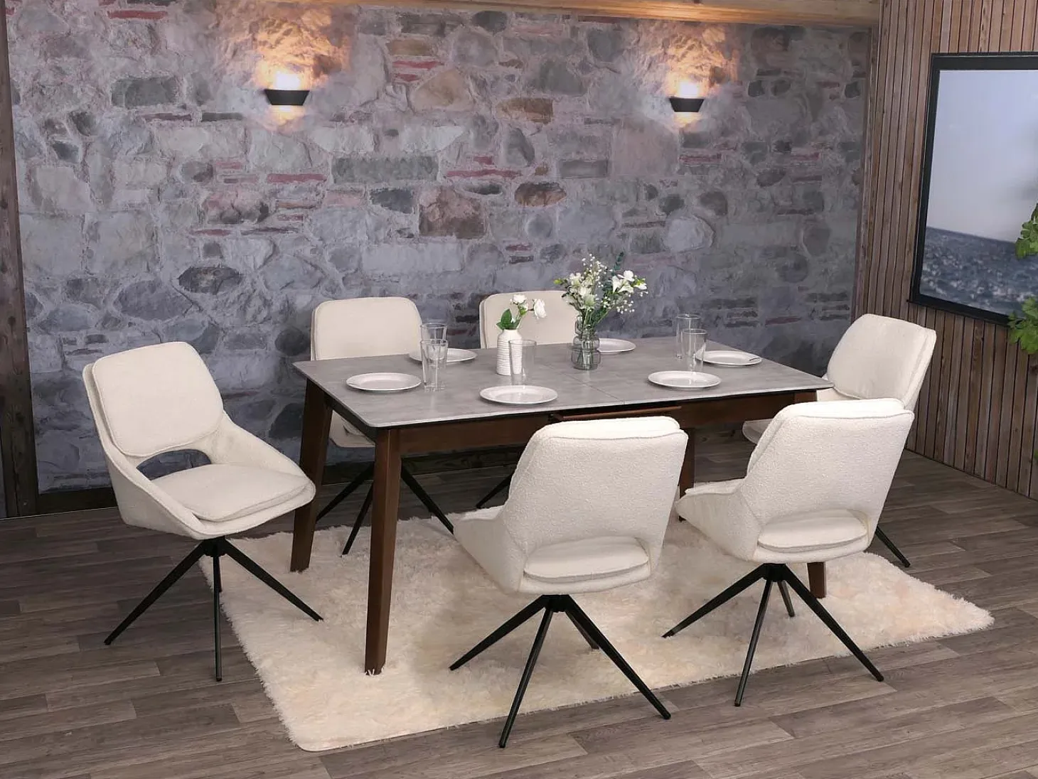 Silla de comedor MCW-N73 (juego de 2), crema