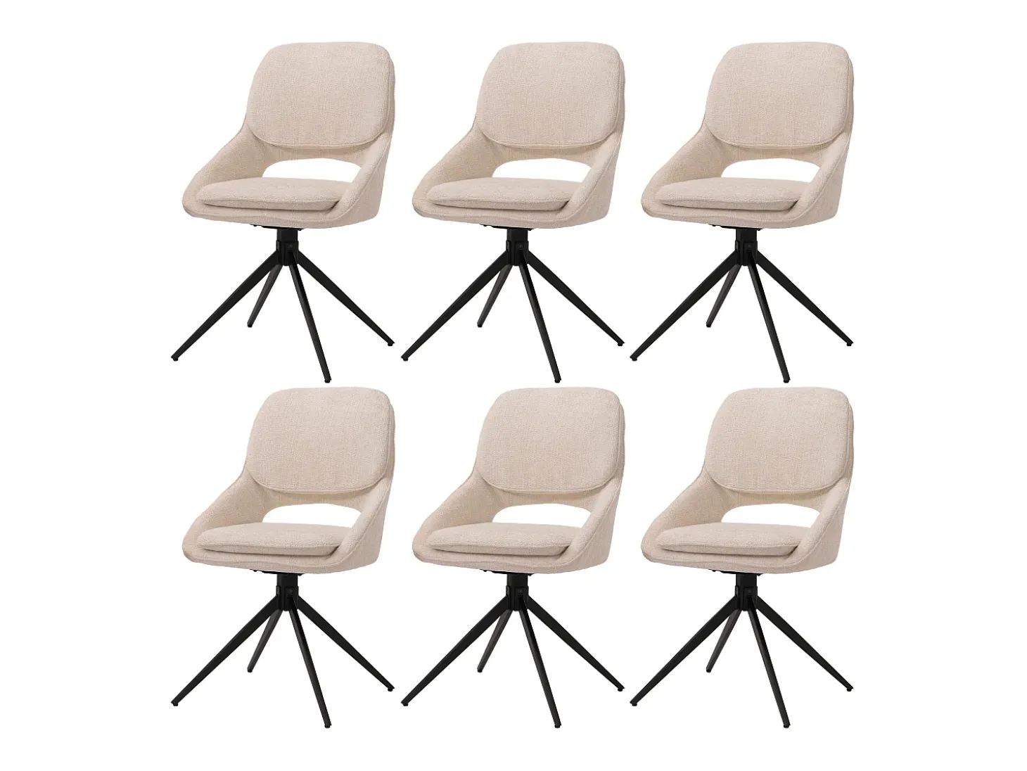 Silla de comedor MCW-N73 (juego de 6), crema-beige