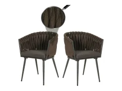 Silla de comedor MCW-N38 (set de 2), marrón Cojín gris oscuro