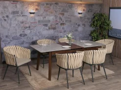 Silla de comedor MCW-N38 (set de 2), cojín crema marrón claro