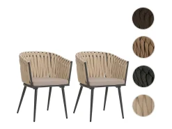 Silla de comedor MCW-N38 (set de 2), cojín crema marrón claro