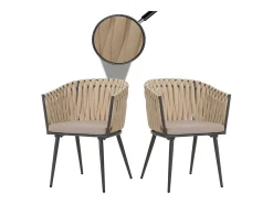 Silla de comedor MCW-N38 (set de 2), cojín crema marrón claro