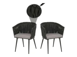 Silla de comedor MCW-N38 (set de 2), cojín antracita gris claro