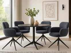 Silla de comedor MCW-O77, gris azulado