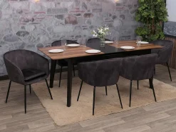Silla de comedor MCW-O28 (juego de 6), gris oscuro