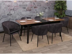 Silla de comedor MCW-O28 (juego de 6), gris oscuro