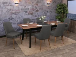Silla de comedor MCW-O27 (juego de 6), gris oscuro