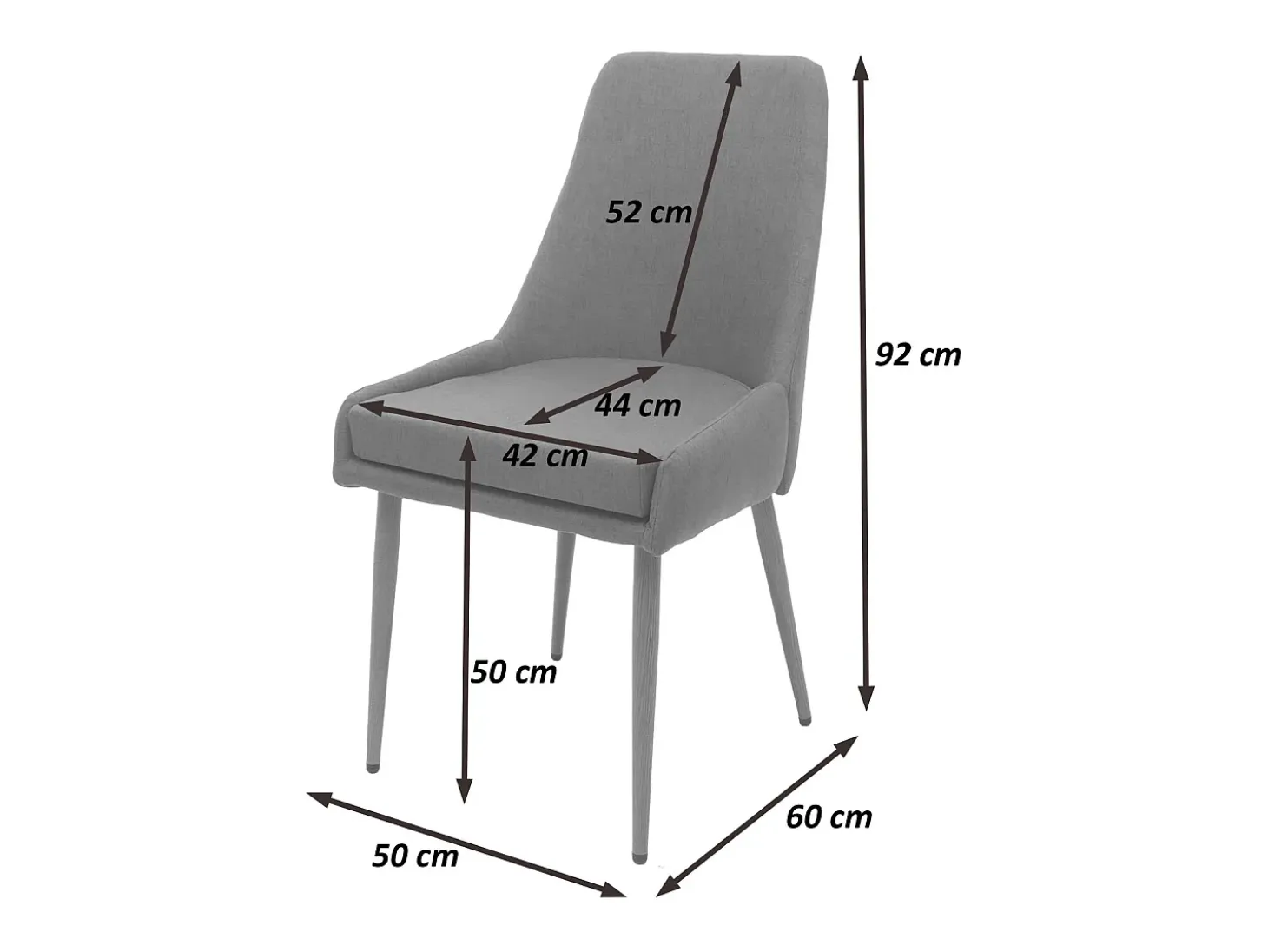 Silla de comedor MCW-O27 (juego de 6), gris oscuro