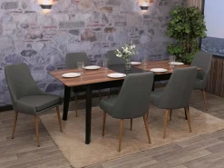 Silla de comedor MCW-O27 (juego de 6), gris oscuro