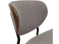 Silla de comedor MCW-O45 (juego de 6), aspecto nogal, gris claro