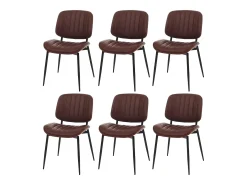 Silla de comedor MCW-O44 (juego de 6), aspecto nogal, marrón vintage