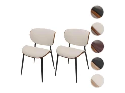 Silla de comedor MCW-O45 (set de 2), aspecto nogal, blanco