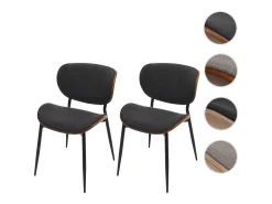 Silla de comedor MCW-O45 (set de 2), aspecto nogal, gris oscuro