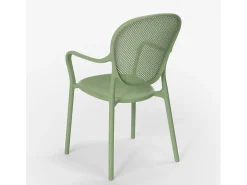 Silla de comedor moderna para bar, restaurante y cocina al aire libre en polipropileno Clara - Verde oscuro
