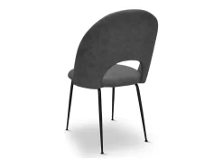 Silla de comedor Paola en microfibra nobuk gris oscuro con patas de metal negro