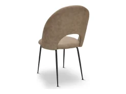 Silla de comedor Paola en microfibra nobuk marrón claro con patas de metal negro