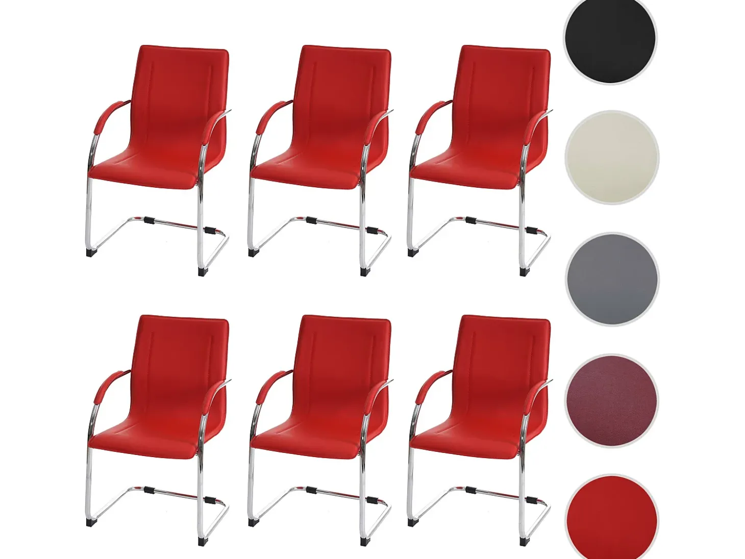Silla de comedor Perm (juego de 6), rojo