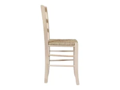 Silla de comedor rústica de madera para pintar con asiento de paja