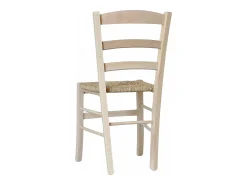 Silla de comedor rústica de madera para pintar con asiento de paja