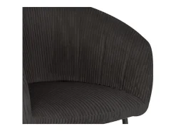 Silla de comedor SEVILLA – Terciopelo acanalado gris – Con reposabrazos – Patas de metal negro – Estilo diseño / industrial