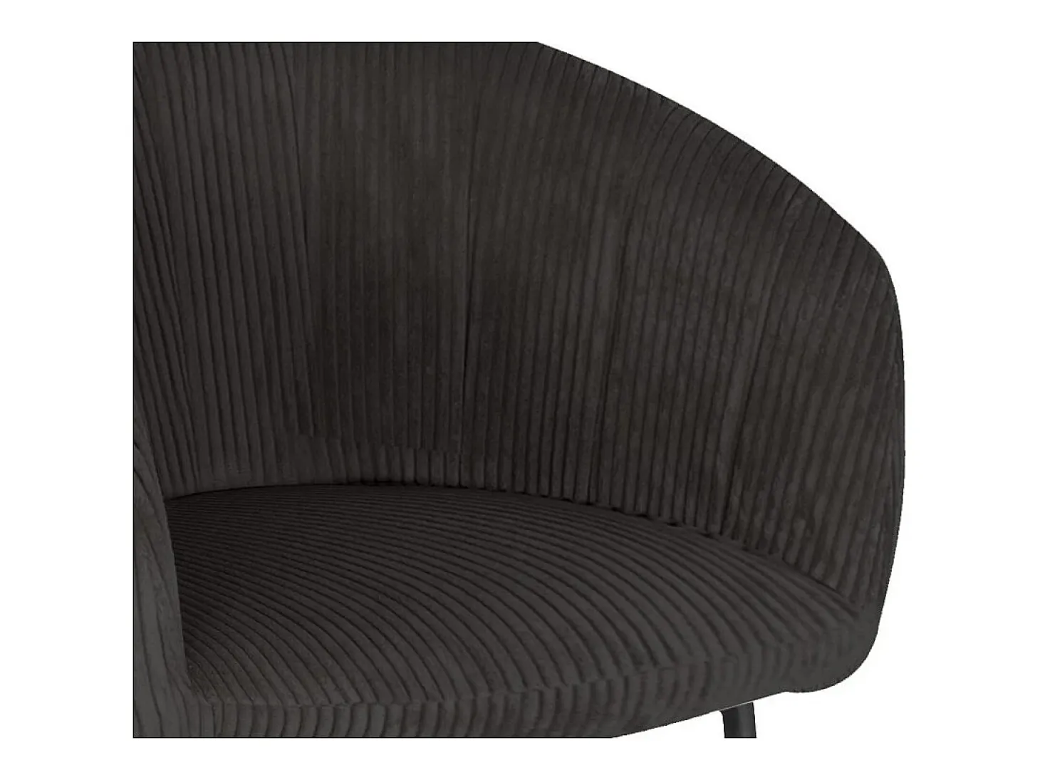 Silla de comedor SEVILLA – Terciopelo acanalado gris – Con reposabrazos – Patas de metal negro – Estilo diseño / industrial