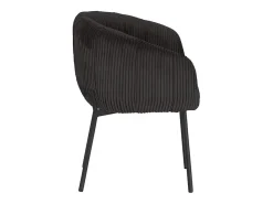 Silla de comedor SEVILLA – Terciopelo acanalado gris – Con reposabrazos – Patas de metal negro – Estilo diseño / industrial