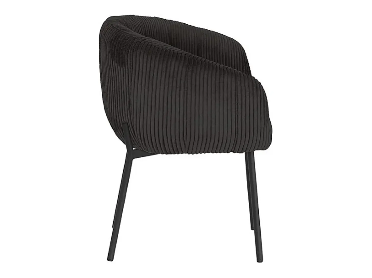 Silla de comedor SEVILLA – Terciopelo acanalado gris – Con reposabrazos – Patas de metal negro – Estilo diseño / industrial