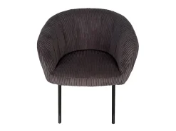 Silla de comedor SEVILLA – Terciopelo acanalado gris – Con reposabrazos – Patas de metal negro – Estilo diseño / industrial