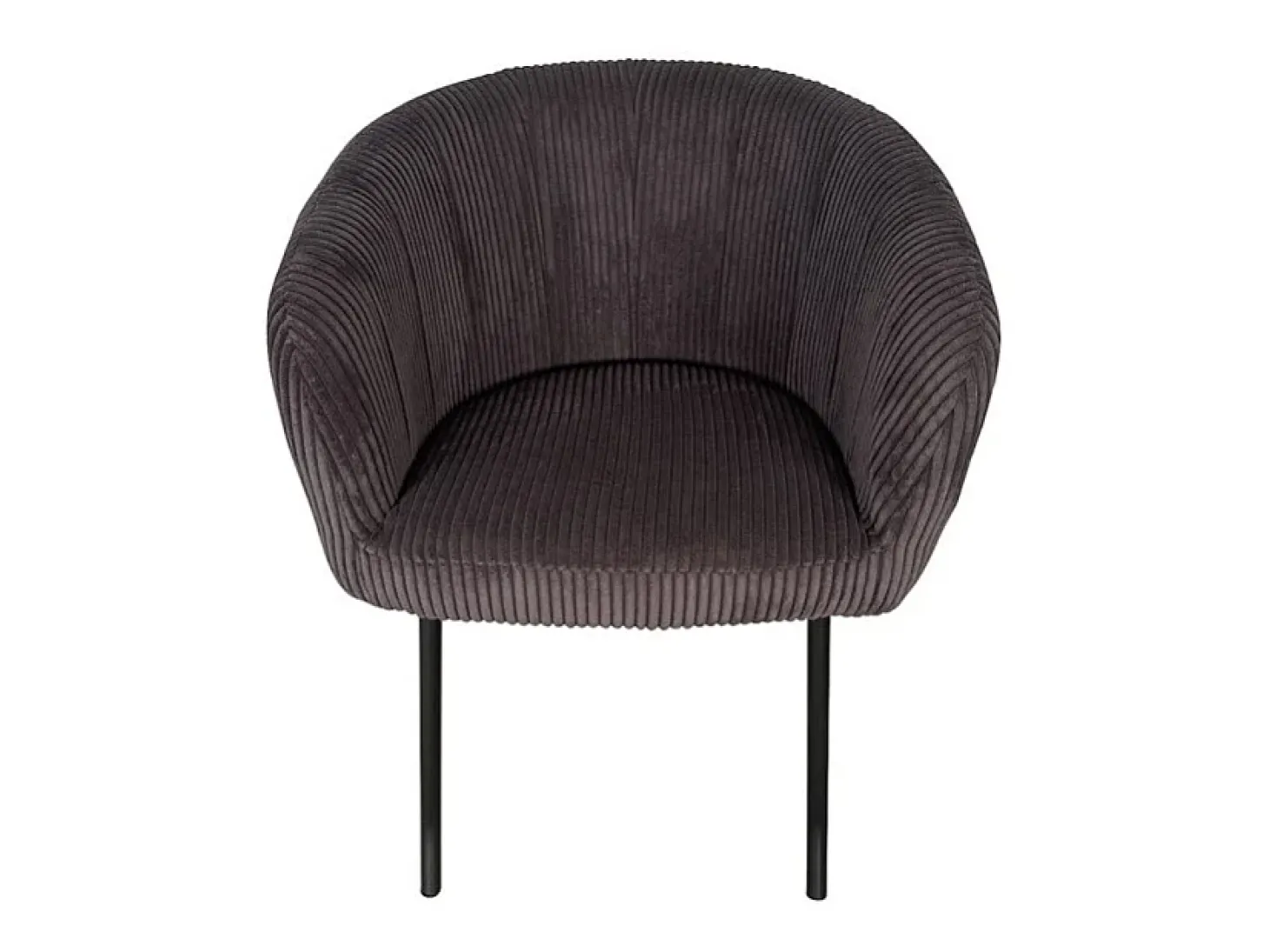 Silla de comedor SEVILLA – Terciopelo acanalado gris – Con reposabrazos – Patas de metal negro – Estilo diseño / industrial