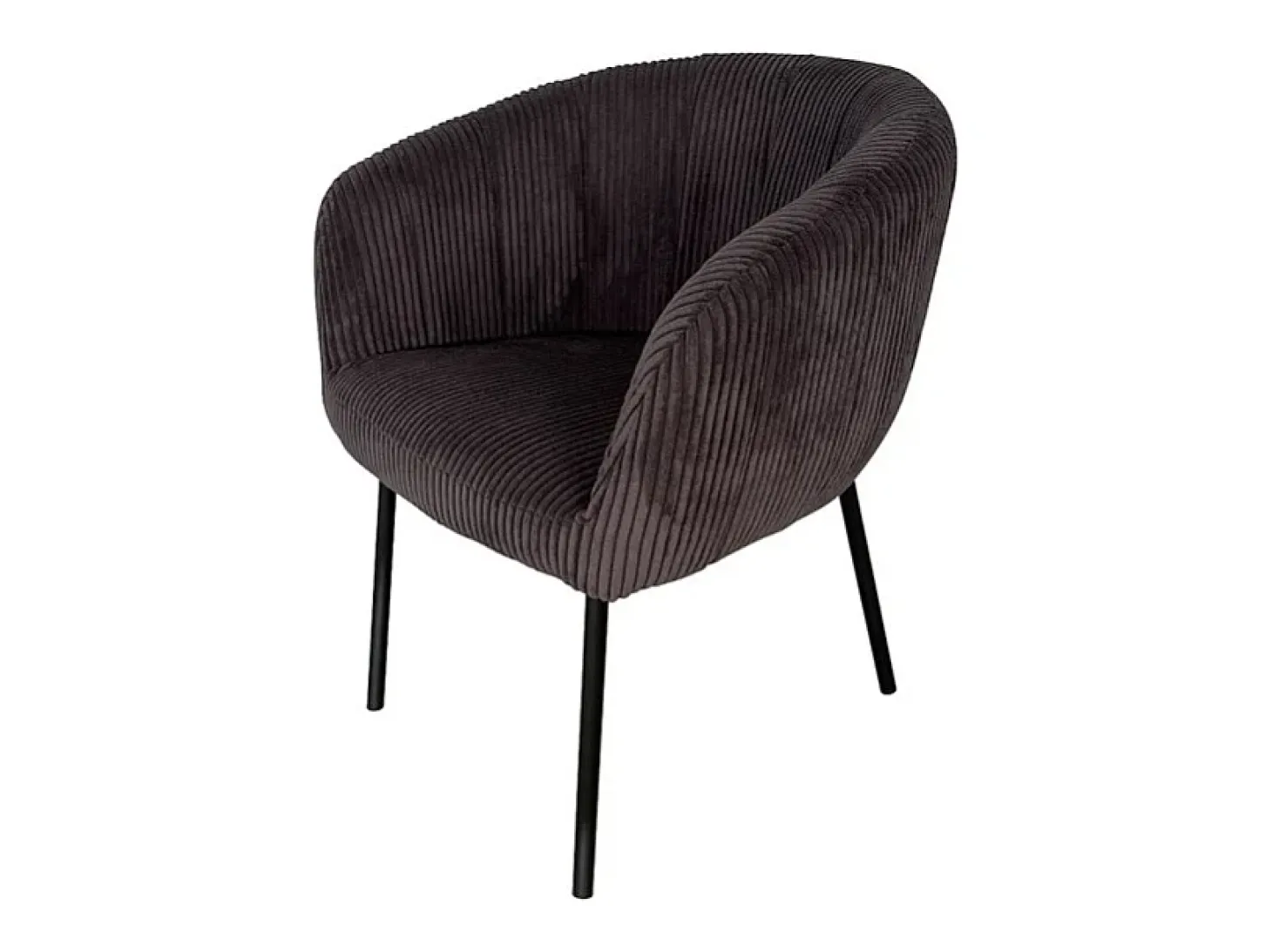 Silla de comedor SEVILLA – Terciopelo acanalado gris – Con reposabrazos – Patas de metal negro – Estilo diseño / industrial
