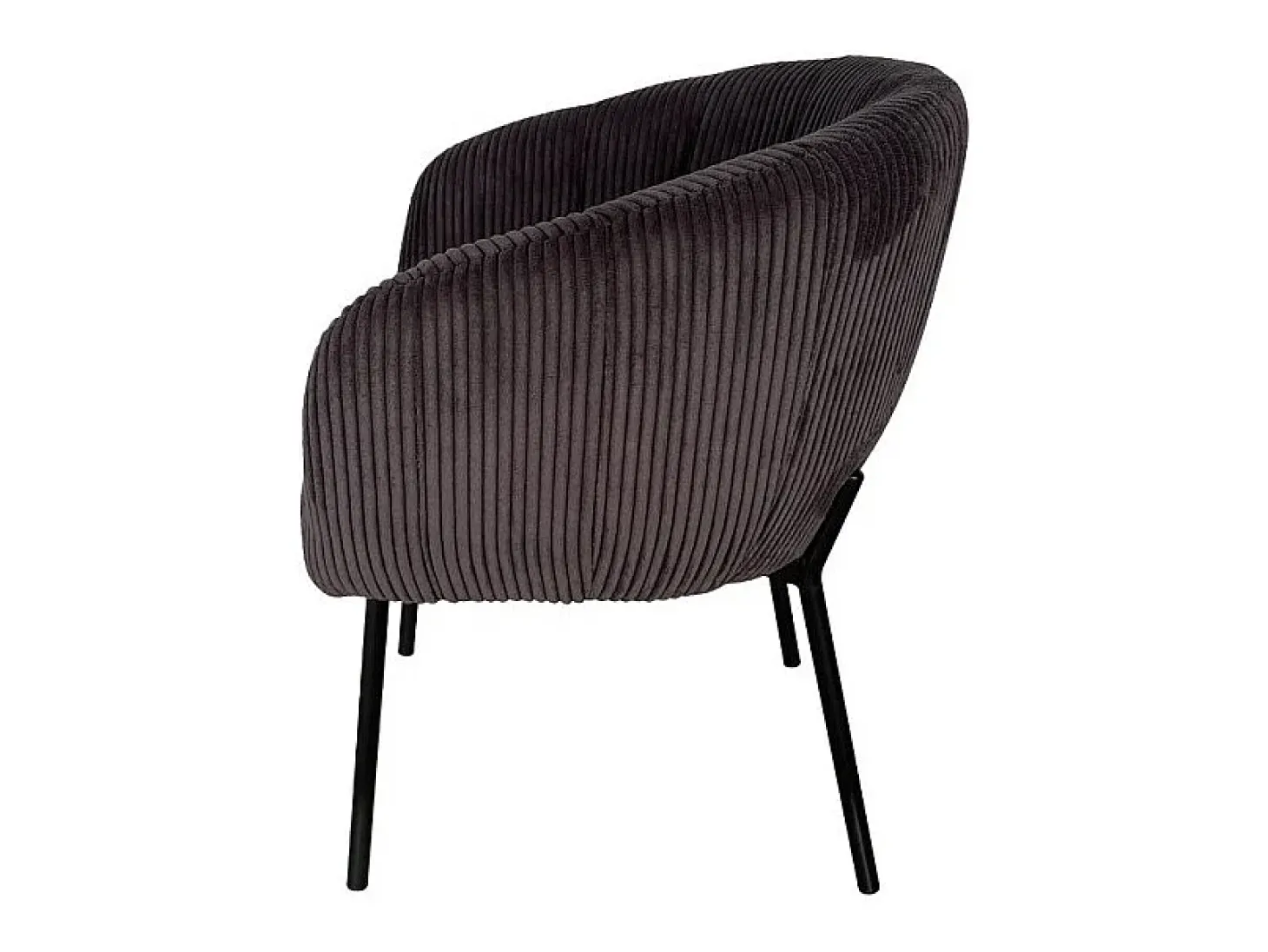 Silla de comedor SEVILLA – Terciopelo acanalado gris – Con reposabrazos – Patas de metal negro – Estilo diseño / industrial