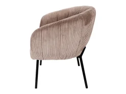 Silla de comedor SEVILLE – Terciopelo de pana arena – Con reposabrazos – Patas de metal negro – Estilo diseño / industrial