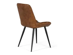Silla de comedor tapizada en piel natural marrón