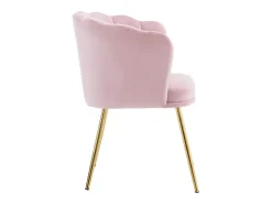 Silla de comedor tapizada de terciopelo con cojín y patas de metal - Respaldo de pétalos - Madera - Rosa (2 piezas)