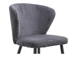 Silla de comedor TORONTO – Terciopelo acanalado gris – Patas de metal negro – Estilo diseño